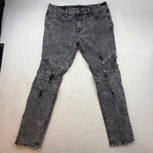 Y2K Smoke &‎ Ash Men's Jeans 36x32 Acid Wash Moto pink Distressed -see note